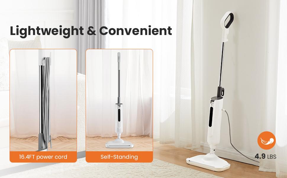 Sweet Furniture Steam Mop for Floor Cleaning, Lightweight Floor Steamer Cleaner for Hardwood/Tile/Laminate Floors Carpet, 2 Washable Pad Home Care