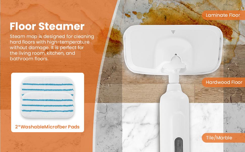Sweet Furniture Steam Mop for Floor Cleaning, Lightweight Floor Steamer Cleaner for Hardwood/Tile/Laminate Floors Carpet, 2 Washable Pad Home Care